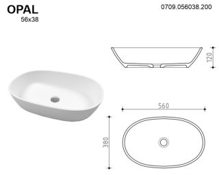 Раковина Whitecross Opal 0709.056038.200 56см белый матовый